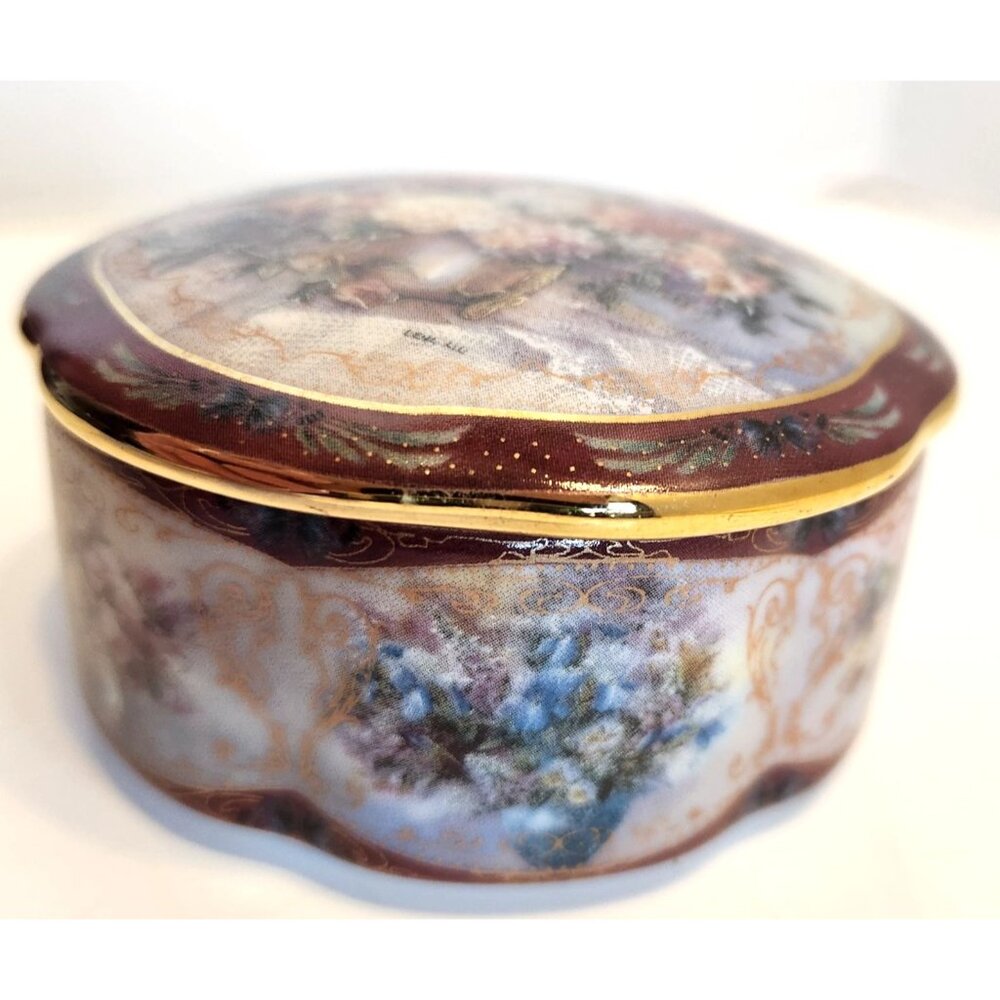 Lena Liu Vintage Magic Makers Floral Porcelain Trinket Box With Gold Trim READ - Picture 4 of 11